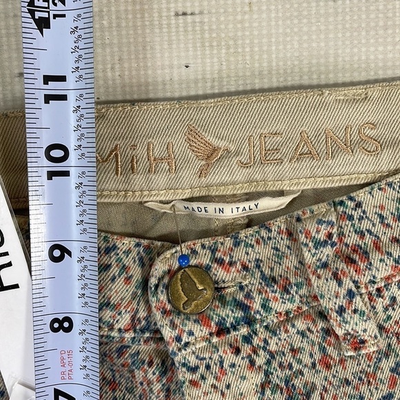 MiH Jeans Beige Denim Splatter Bonn High Rise Super Skinny Italy Size 28 - Picture 10 of 13